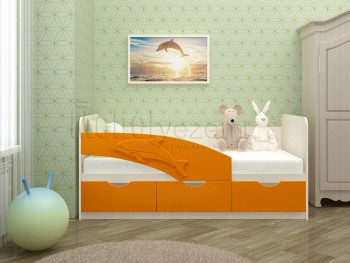 Дельфин-3 Кровать детская 3 ящика без ручек 1.6 Оранжевый глянец в Шарыпово - sharypovo.mebel54.com | фото