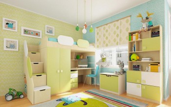 Детская комната Эппл (Зеленый/Белый/корпус Клен) в Шарыпово - sharypovo.mebel54.com | фото