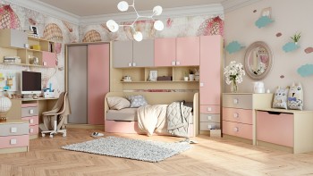 Детская комната Грэйси (Розовый/Серый/корпус Клен) в Шарыпово - sharypovo.mebel54.com | фото