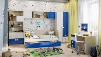 Детская комната Скай Люкс (Синий/Белый/корпус Клен) в Шарыпово - sharypovo.mebel54.com | фото