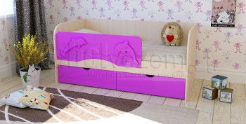 Друзья Кровать детская 2 ящика 1.6 Фиолетовый глянец в Шарыпово - sharypovo.mebel54.com | фото