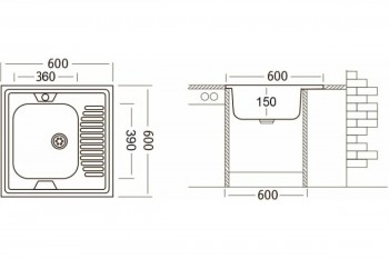 Комплект "Юкинокс" мойка STD600.600-4C 0R, смеситель UM1302, выпуск СКМГ, крепёж КНМ в Шарыпово - sharypovo.mebel54.com | фото