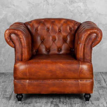Кресло кожаное Лофт Честер-Нью (Коричневый, Рыжий) в Шарыпово - sharypovo.mebel54.com | фото