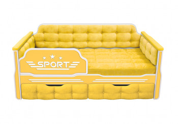 Кровать 160 серии Спорт 2 ящика 74 Жёлтый (мягкие боковые накладки) в Шарыпово - sharypovo.mebel54.com | фото