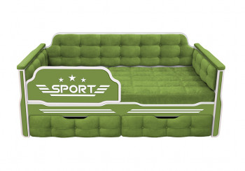 Кровать 170 серии Спорт 2 ящика 76 Зелёный (мягкие боковые накладки) в Шарыпово - sharypovo.mebel54.com | фото