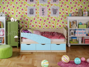 Кровать Бабочки 1,6м (Голубой матовый) в Шарыпово - sharypovo.mebel54.com | фото