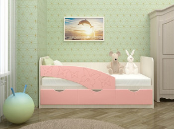 Кровать Бабочки 1,6м (Розовый металлик) в Шарыпово - sharypovo.mebel54.com | фото