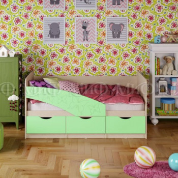 Кровать Бабочки 1,6м (Салат матовый) в Шарыпово - sharypovo.mebel54.com | фото