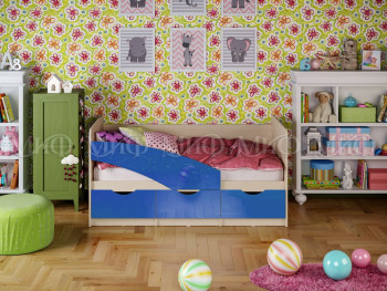 Кровать Бабочки 1,6м (Синий металлик) в Шарыпово - sharypovo.mebel54.com | фото