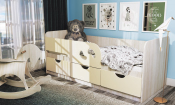 Кровать детская Минима Лего 1,6м (дуб атланта/крем) в Шарыпово - sharypovo.mebel54.com | фото