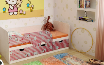 Кровать детская Минима Лего 1,86м с ящиками (дуб атланта/лиловый сад) в Шарыпово - sharypovo.mebel54.com | фото