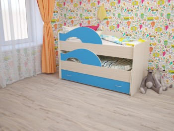 Кровать детская Радуга 1600 Млечный дуб/Голубой в Шарыпово - sharypovo.mebel54.com | фото