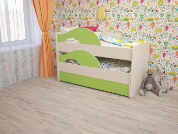 Кровать детская Радуга 1600 Млечный дуб/Салатовый в Шарыпово - sharypovo.mebel54.com | фото