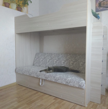 Кровать двухъярусная с диваном (Беленый дуб) в Шарыпово - sharypovo.mebel54.com | фото
