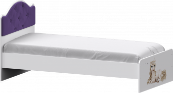 Кровать Каспер с мягкой спинкой и фотопечатью (800х1900)Белый/Фиолетовый в Шарыпово - sharypovo.mebel54.com | фото