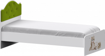 Кровать Каспер с мягкой спинкой и фотопечатью (800х1900)Белый/Лайм в Шарыпово - sharypovo.mebel54.com | фото