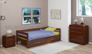 Кровать одинарная ГЛОРИЯ из массива сосны  900*2000 (Орех) в Шарыпово - sharypovo.mebel54.com | фото