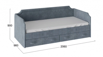 Кровать с мягкой обивкой и ящиками «Кантри» Тип 1 (900) (Замша синяя) в Шарыпово - sharypovo.mebel54.com | фото