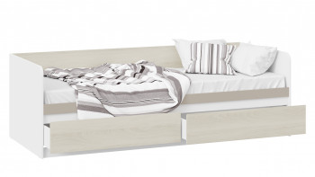 Кровать «Сканди» с 2 ящиками Дуб Гарден/Белый/Глиняный серый в Шарыпово - sharypovo.mebel54.com | фото