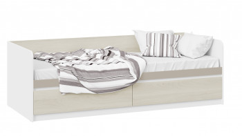 Кровать «Сканди» с 2 ящиками Дуб Гарден/Белый/Глиняный серый в Шарыпово - sharypovo.mebel54.com | фото