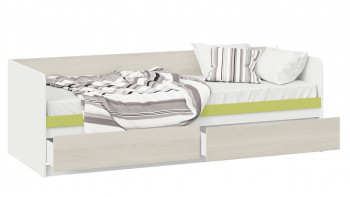Кровать «Сканди» с 2 ящиками Дуб Гарден/Белый/Зеленый в Шарыпово - sharypovo.mebel54.com | фото