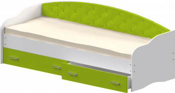 Кровать Софа-7 с мягкой спинкой (800х1900) Белый/Лайм в Шарыпово - sharypovo.mebel54.com | фото