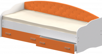 Кровать Софа-7 с мягкой спинкой (800х1900) Белый/Оранжевый в Шарыпово - sharypovo.mebel54.com | фото