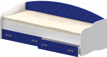 Кровать Софа-7 с мягкой спинкой (800х1900) Белый/Синий в Шарыпово - sharypovo.mebel54.com | фото
