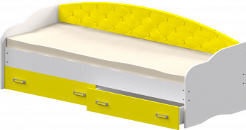 Кровать Софа-8 с мягкой спинкой (900х1900) Белый/Желтый в Шарыпово - sharypovo.mebel54.com | фото