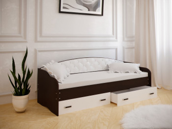 Кровать Софа-8 с мягкой спинкой (900х1900) Венге/ Белый в Шарыпово - sharypovo.mebel54.com | фото