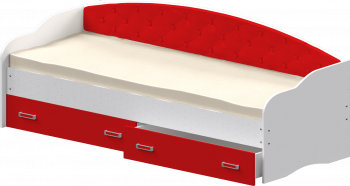 Кровать Софа-8 с мягкой спинкой (900х2000) Белый/Красный в Шарыпово - sharypovo.mebel54.com | фото