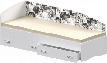 Кровать Софа-9 с мягкой спинкой с рисунком Милана (900х1900) Белый в Шарыпово - sharypovo.mebel54.com | фото
