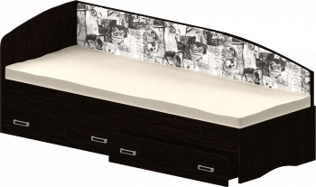 Кровать Софа-9 с мягкой спинкой с рисунком Милана (900х1900) Венге в Шарыпово - sharypovo.mebel54.com | фото