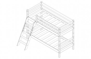 Кровать Соня вариант 12 низкая с наклонной лестницей Белый полупрозрачный в Шарыпово - sharypovo.mebel54.com | фото