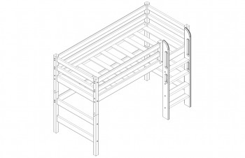 Кровать Соня вариант 5 полувысокая с прямой лестницей белый полупрозрачный в Шарыпово - sharypovo.mebel54.com | фото
