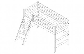 Кровать Соня вариант 6 полувысокая с наклонной лестницей Лаванда в Шарыпово - sharypovo.mebel54.com | фото