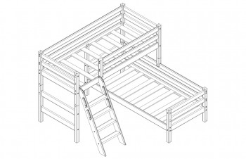 Кровать Соня вариант 8 угловая с наклонной лестницей Белый полупрозрачный в Шарыпово - sharypovo.mebel54.com | фото