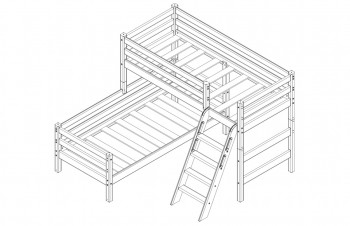 Кровать Соня вариант 8 угловая с наклонной лестницей Белый полупрозрачный в Шарыпово - sharypovo.mebel54.com | фото