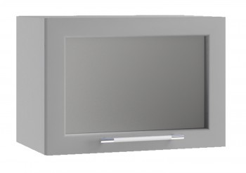 Квадро ПГС 500 шкаф верхний горизонтальный со стеклом (Белый софт/корпус Серый) в Шарыпово - sharypovo.mebel54.com | фото