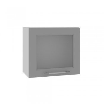 Квадро ВПГС 500 шкаф верхний горизонтальный со стеклом высокий (Белый софт/корпус Серый) в Шарыпово - sharypovo.mebel54.com | фото