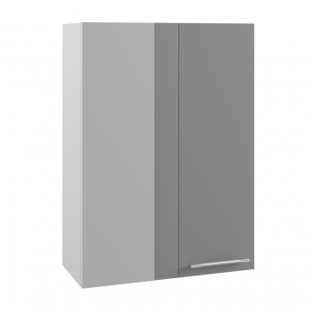Квадро ВПУ 650 шкаф верхний угловой высокий (Белый софт/корпус Серый) в Шарыпово - sharypovo.mebel54.com | фото
