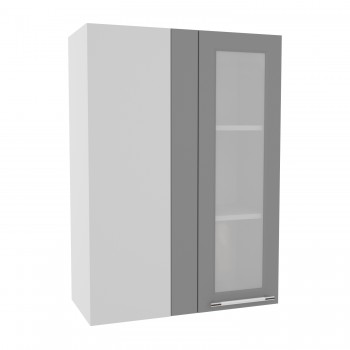 Квадро ВПУС 650 шкаф верхний угловой со стеклом высокий (Белый софт/корпус Серый) в Шарыпово - sharypovo.mebel54.com | фото