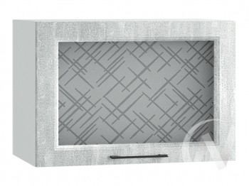 Либерти Шкаф верхний горизонтальный со стеклом ШВГС 609 (Холст грей/корпус белый) в Шарыпово - sharypovo.mebel54.com | фото