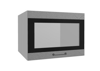 Лофт ВПГСФ 600 шкаф верхний горизонтальный со стеклом высокий с фотопечатью (Штукатурка серая/корпус Серый) в Шарыпово - sharypovo.mebel54.com | фото