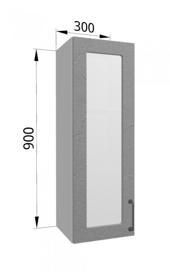 Лофт ВПС 300 шкаф верхний со стеклом высокий (Штукатурка серая/корпус Серый) в Шарыпово - sharypovo.mebel54.com | фото