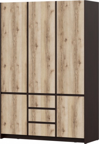 Модульная система "Прага" Шкаф для одежды трехстворчатый Дуб Венге/Дуб Делано в Шарыпово - sharypovo.mebel54.com | фото