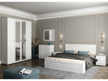 Модульная спальня Барселона (Белый/Белый глянец) в Шарыпово - sharypovo.mebel54.com | фото