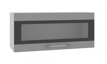 Норд ШВГС 800 Шкаф верхний горизонтальный со стеклом (Софт черный/корпус Венге) в Шарыпово - sharypovo.mebel54.com | фото