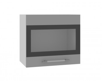 Ройс ВПГСФ 500 Шкаф верхний горизонтальный со стеклом с фотопечатью высокий (Белый софт/корпус Серый) в Шарыпово - sharypovo.mebel54.com | фото