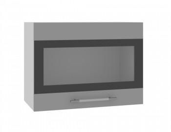 Ройс ВПГСФ 600 Шкаф верхний горизонтальный со стеклом с фотопечатью высокий (Белый софт/корпус Серый) в Шарыпово - sharypovo.mebel54.com | фото